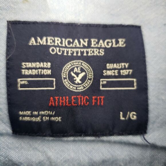 American Eagle Outfitters Mens Shirt Large Button Athletic Fit Plaid Pockets L/S - Picture 8 of 9